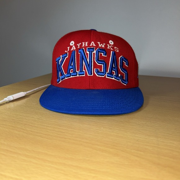 Kansas Jayhawks Zephyr Red Blue Adjustable Wool Blend Hat - Picture 3 of 10